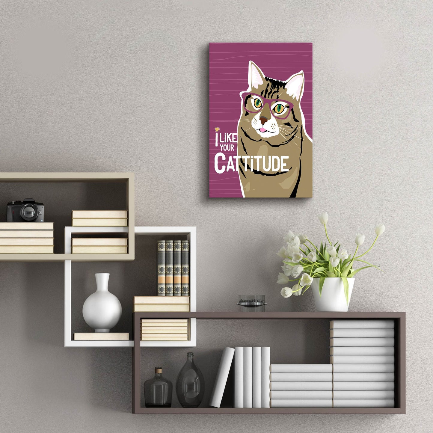 Epic Art 'I Like Your Cattitude' by Ginger Oliphant, Acrylic Glass Wall Art,16x24