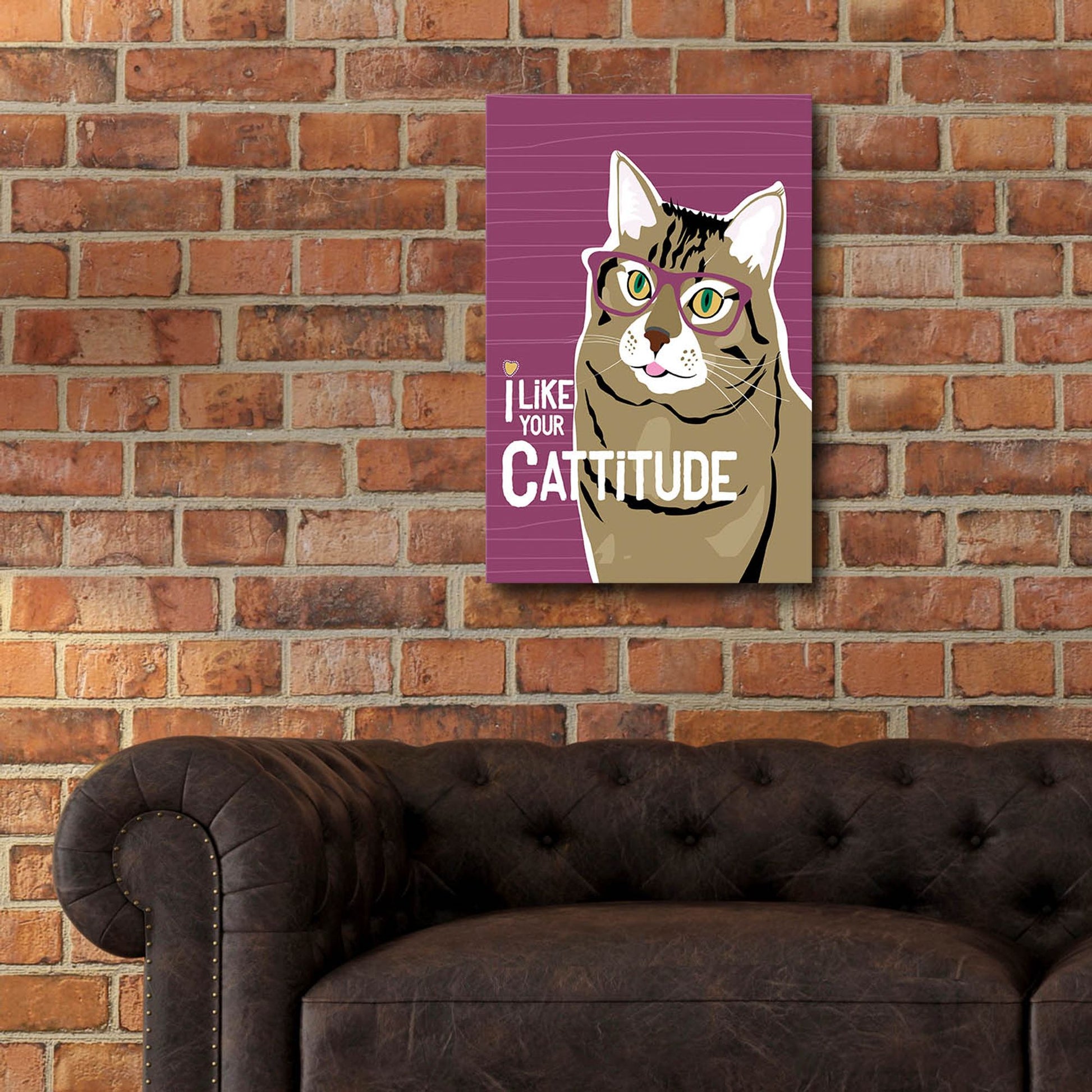 Epic Art 'I Like Your Cattitude' by Ginger Oliphant, Acrylic Glass Wall Art,16x24