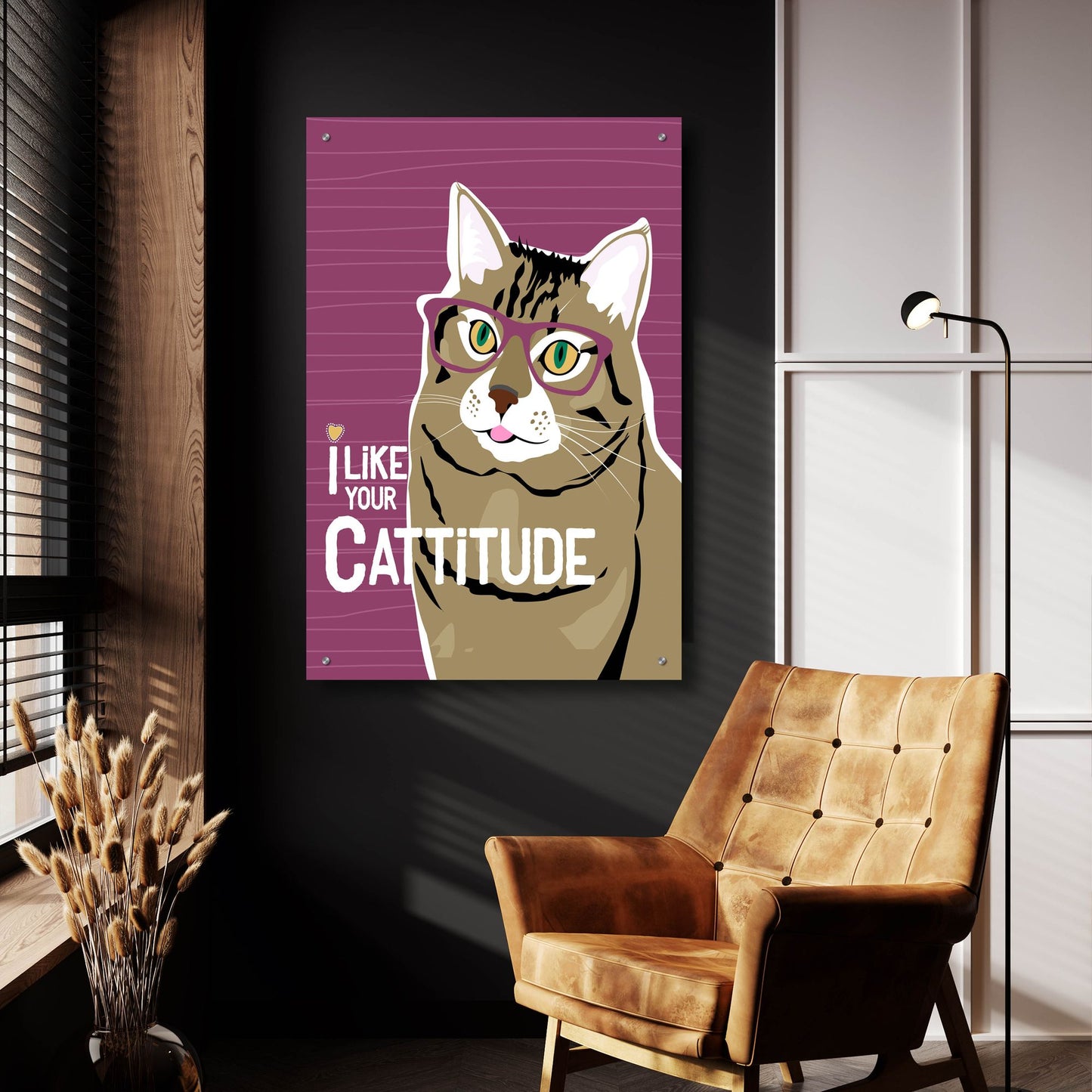 Epic Art 'I Like Your Cattitude' by Ginger Oliphant, Acrylic Glass Wall Art,24x36