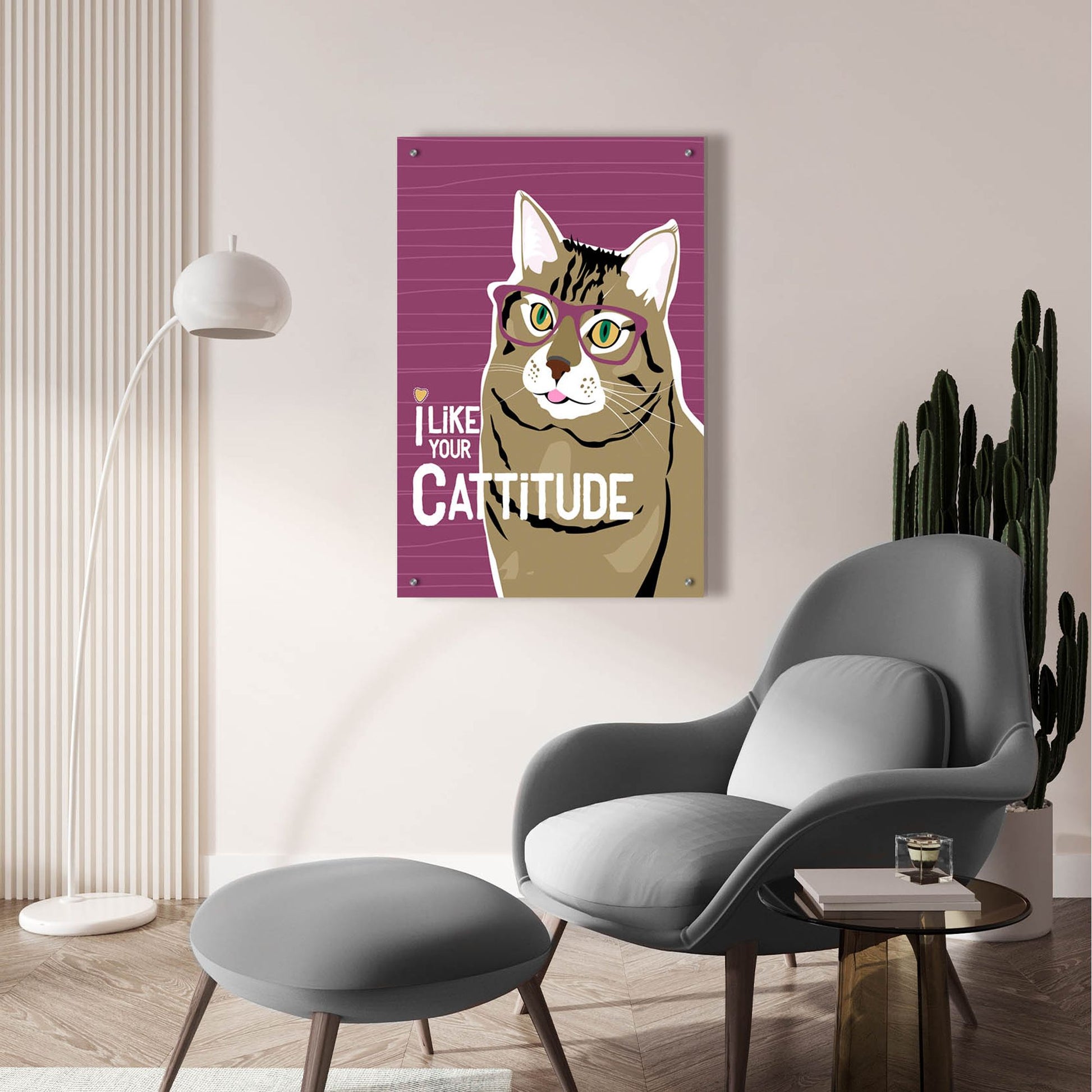 Epic Art 'I Like Your Cattitude' by Ginger Oliphant, Acrylic Glass Wall Art,24x36