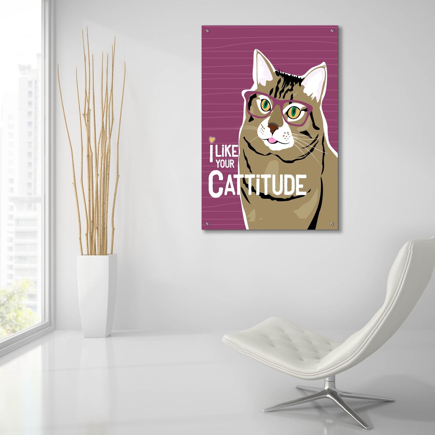 Epic Art 'I Like Your Cattitude' by Ginger Oliphant, Acrylic Glass Wall Art,24x36