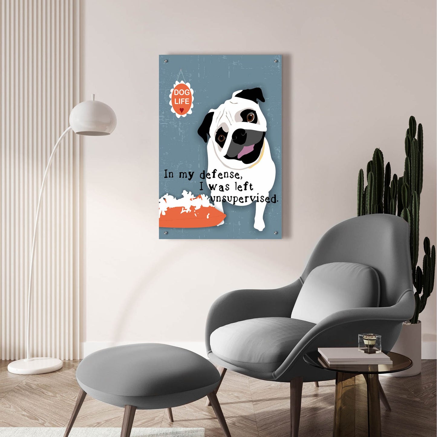 Epic Art 'Pug Dog Life' by Ginger Oliphant, Acrylic Glass Wall Art,24x36