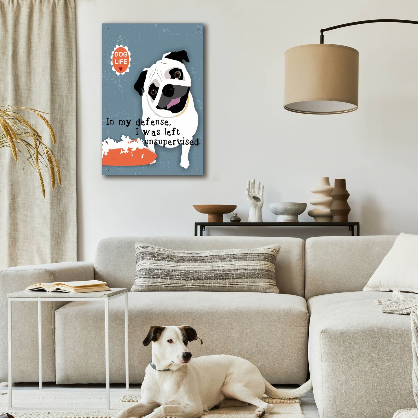 Epic Art 'Pug Dog Life' by Ginger Oliphant, Acrylic Glass Wall Art,24x36