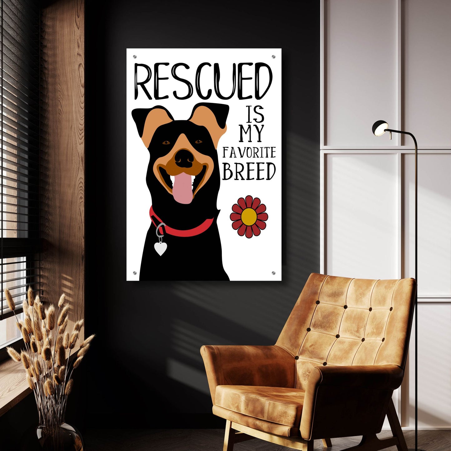 Epic Art 'Rescued Is My Favorite Breed' by Ginger Oliphant, Acrylic Glass Wall Art,24x36