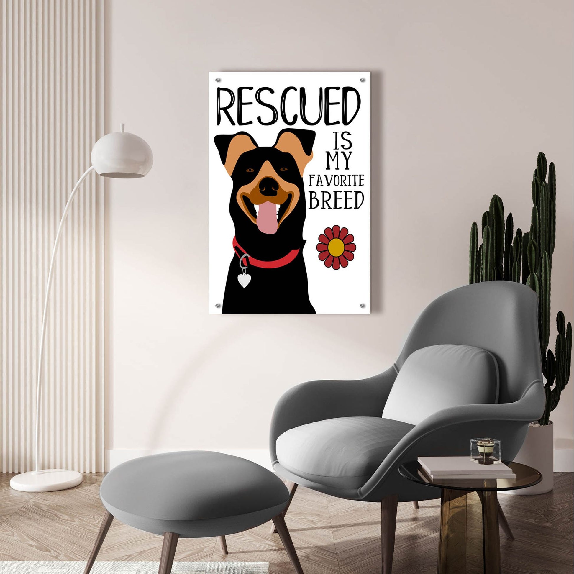 Epic Art 'Rescued Is My Favorite Breed' by Ginger Oliphant, Acrylic Glass Wall Art,24x36