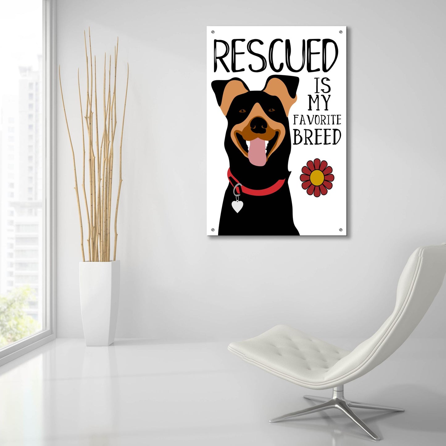 Epic Art 'Rescued Is My Favorite Breed' by Ginger Oliphant, Acrylic Glass Wall Art,24x36