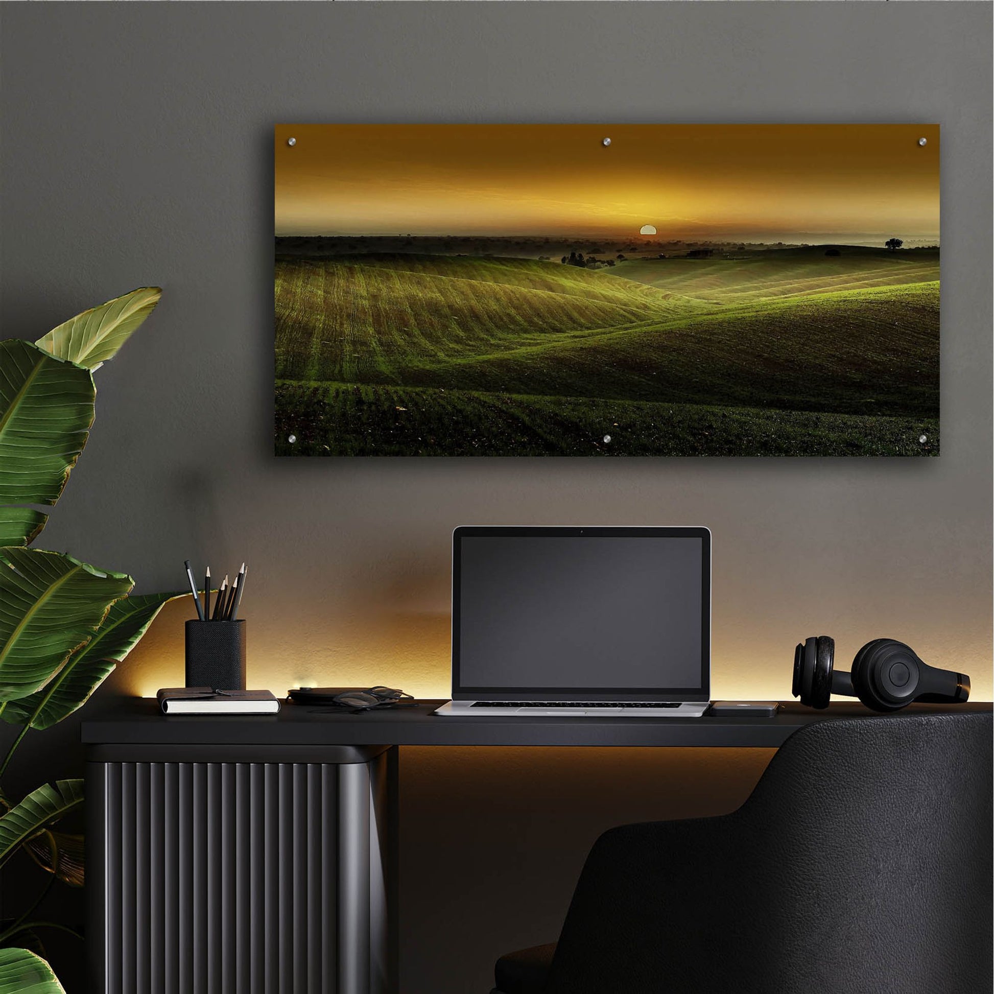 Epic Art 'Alentejo Sunset' by Goncalves, Acrylic Glass Wall Art,48x24