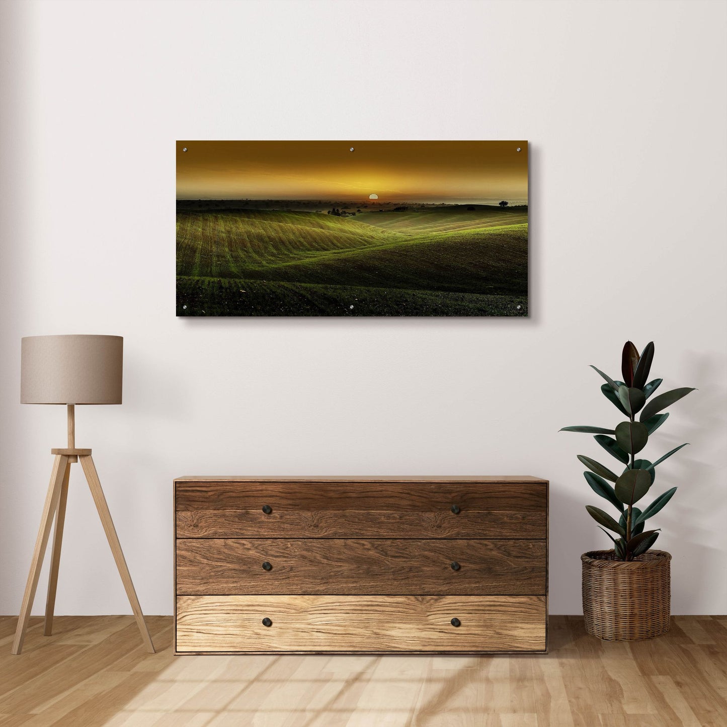 Epic Art 'Alentejo Sunset' by Goncalves, Acrylic Glass Wall Art,48x24