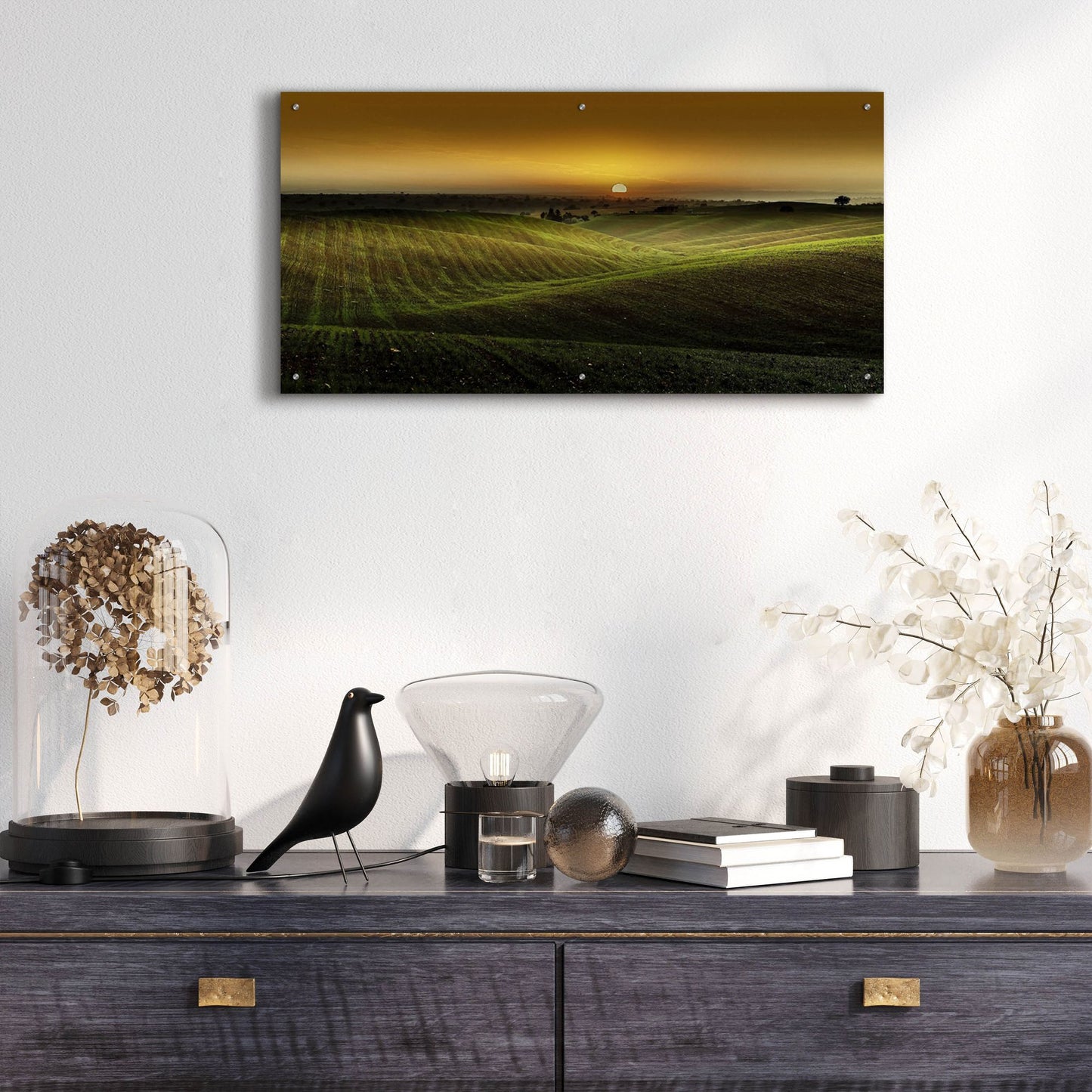 Epic Art 'Alentejo Sunset' by Goncalves, Acrylic Glass Wall Art,48x24