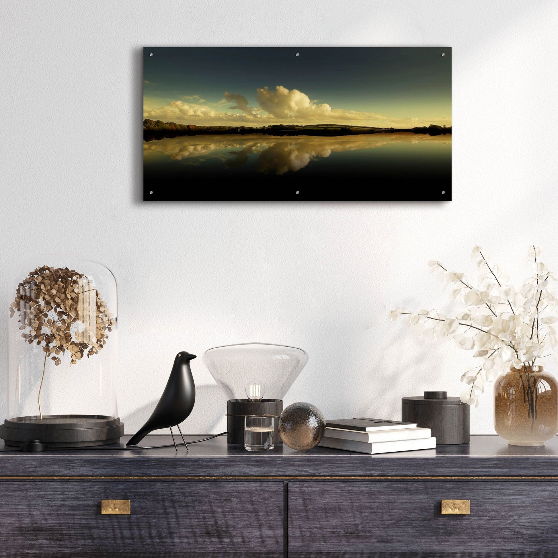 Epic Art 'Cloud Reflection' by Goncalves, Acrylic Glass Wall Art,48x24