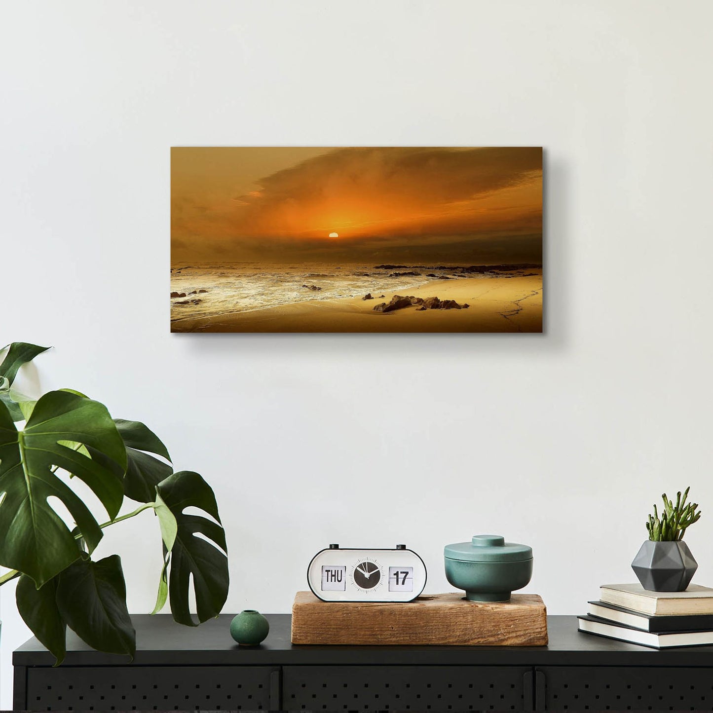 Epic Art 'The Beach' by Goncalves, Acrylic Glass Wall Art,24x12