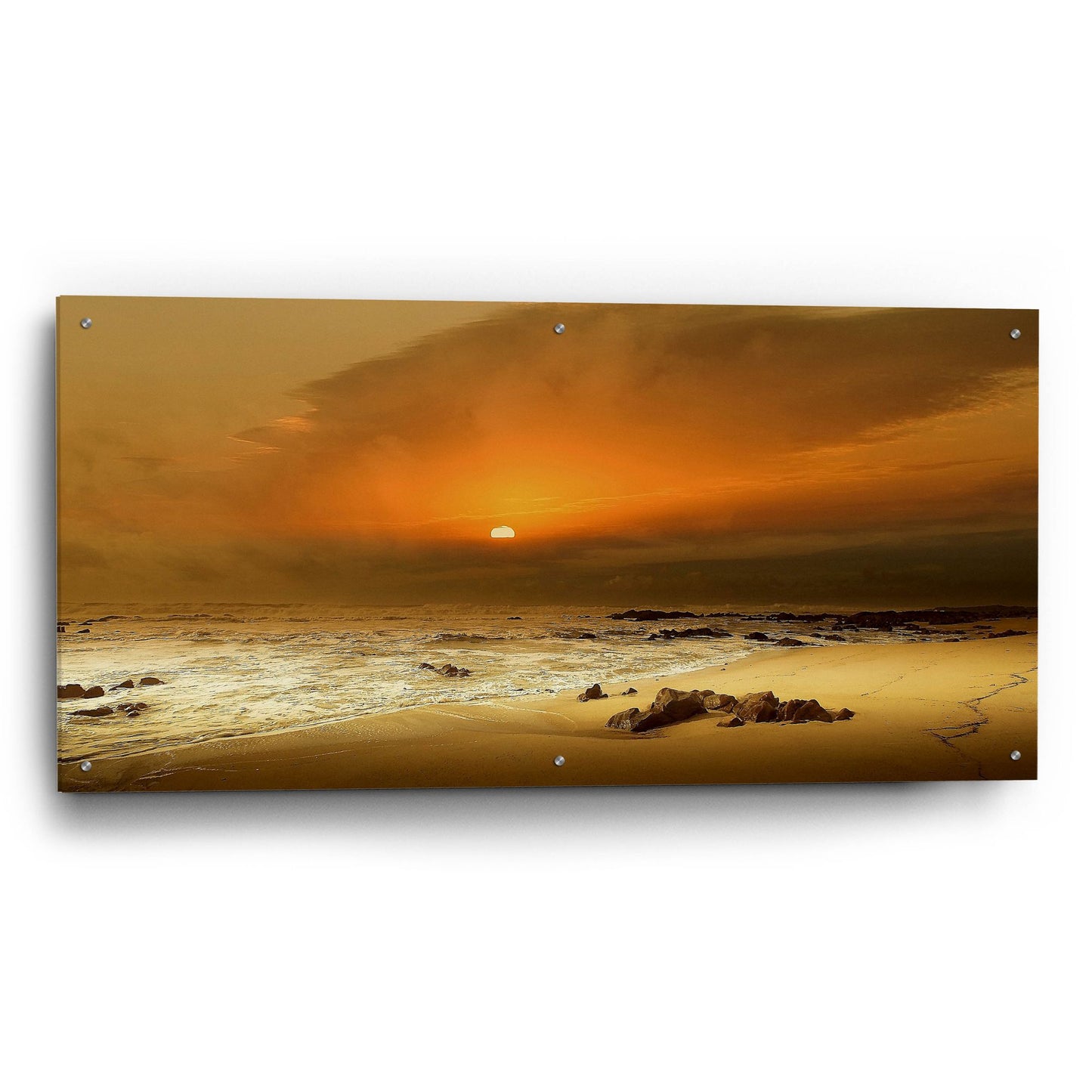 Epic Art 'The Beach' by Goncalves, Acrylic Glass Wall Art,48x24