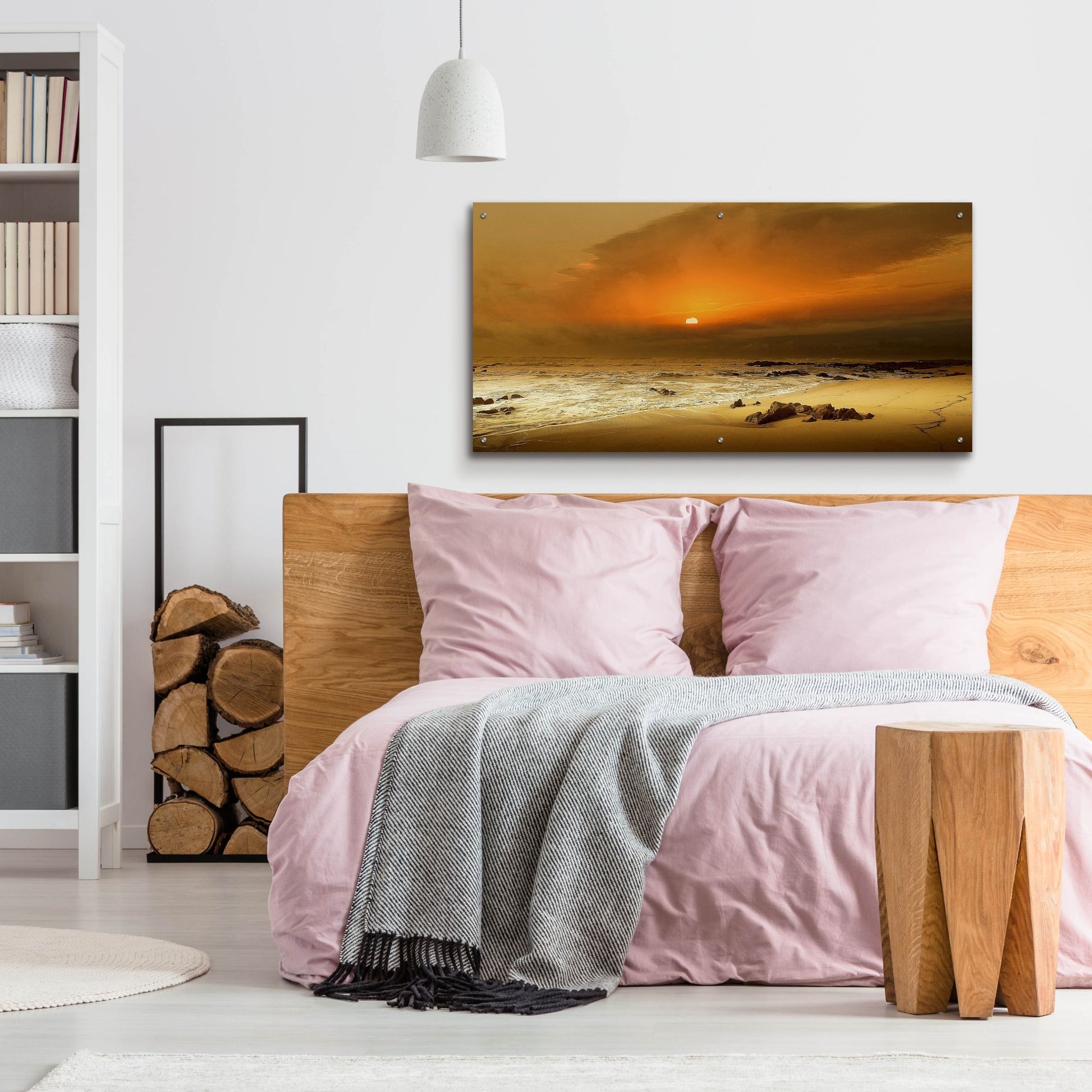 Epic Art 'The Beach' by Goncalves, Acrylic Glass Wall Art,48x24