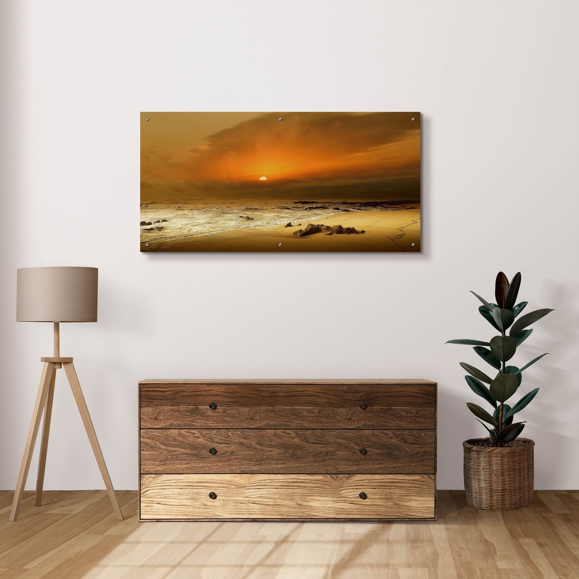 Epic Art 'The Beach' by Goncalves, Acrylic Glass Wall Art,48x24