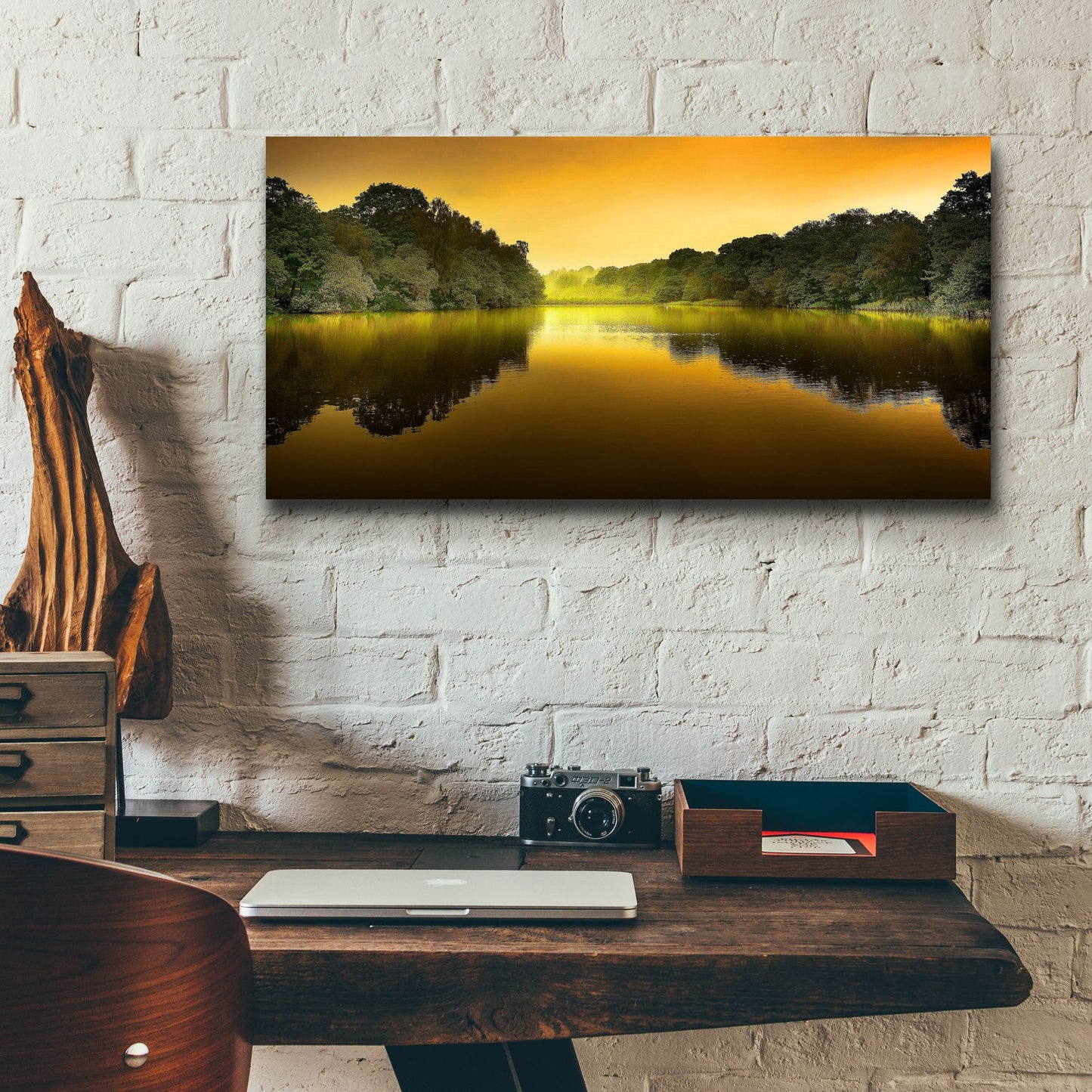 Epic Art 'The Lake' by Goncalves, Acrylic Glass Wall Art,24x12