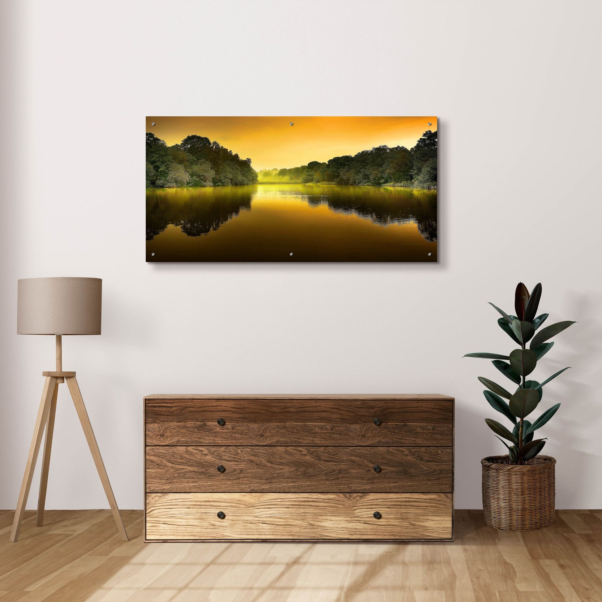 Epic Art 'The Lake' by Goncalves, Acrylic Glass Wall Art,48x24