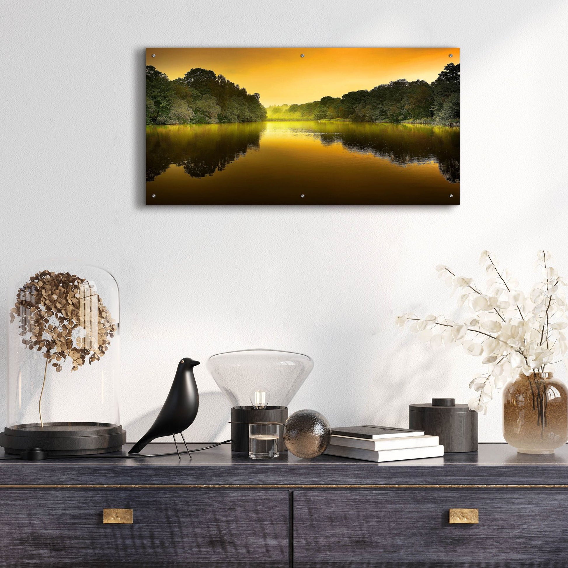 Epic Art 'The Lake' by Goncalves, Acrylic Glass Wall Art,48x24