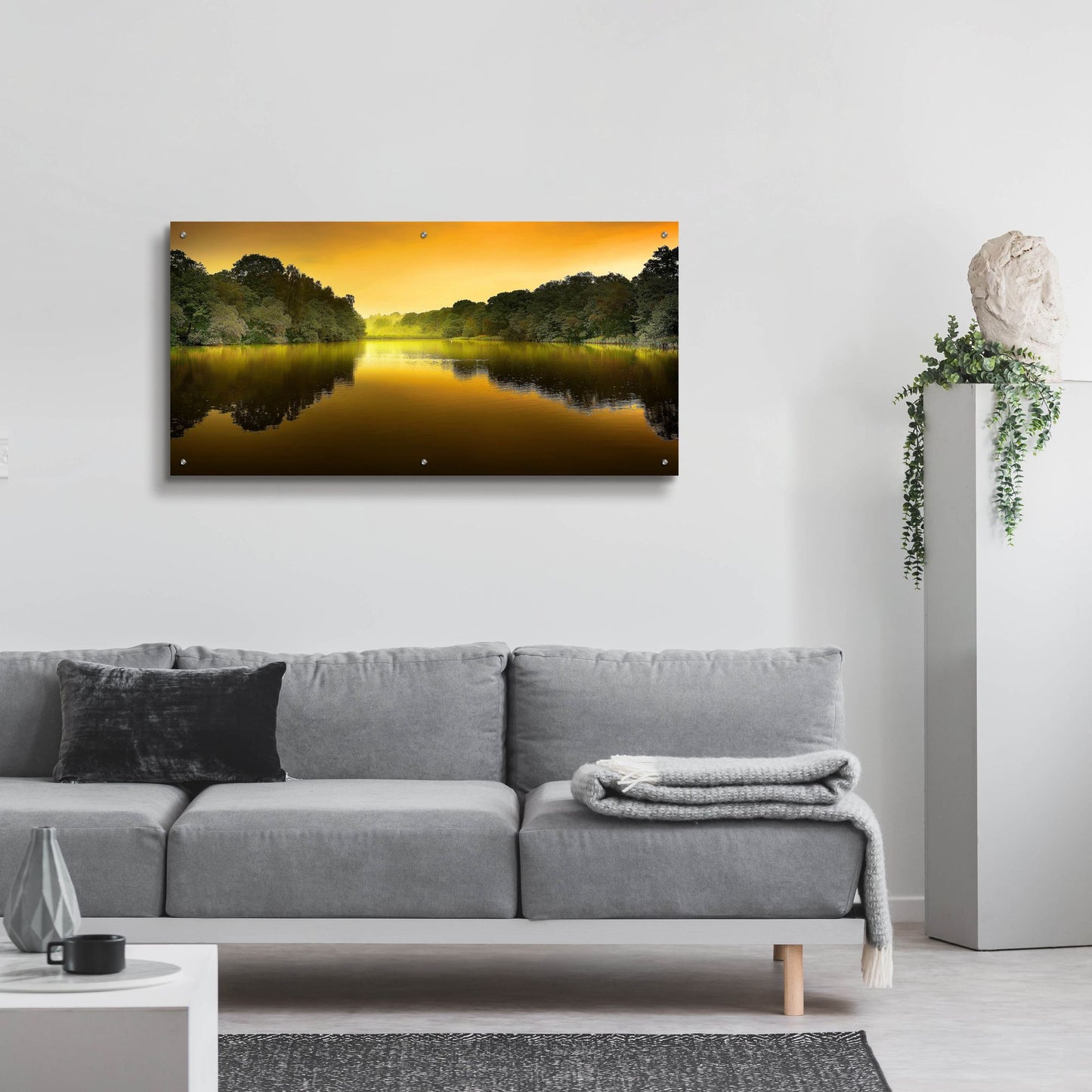 Epic Art 'The Lake' by Goncalves, Acrylic Glass Wall Art,48x24