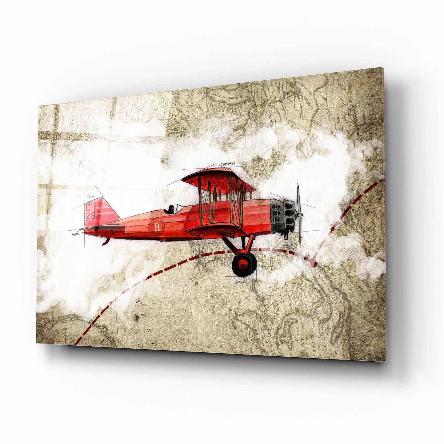 Epic Art 'Biplane 3' by Graphinc, Acrylic Glass Wall Art,16x12