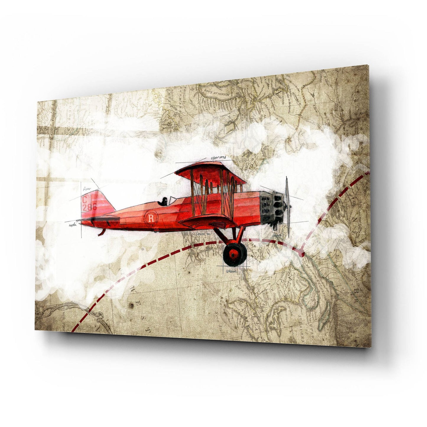 Epic Art 'Biplane 3' by Graphinc, Acrylic Glass Wall Art,24x16