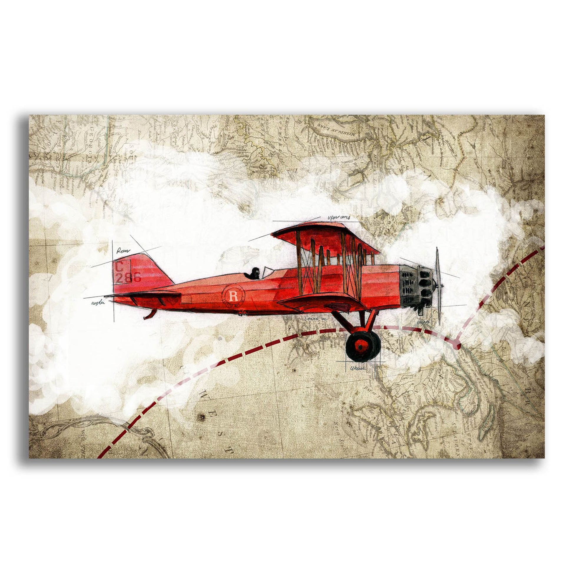 Epic Art 'Biplane 3' by Graphinc, Acrylic Glass Wall Art,24x16