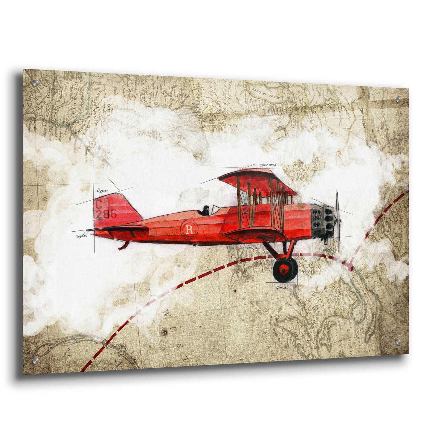 Epic Art 'Biplane 3' by Graphinc, Acrylic Glass Wall Art,36x24