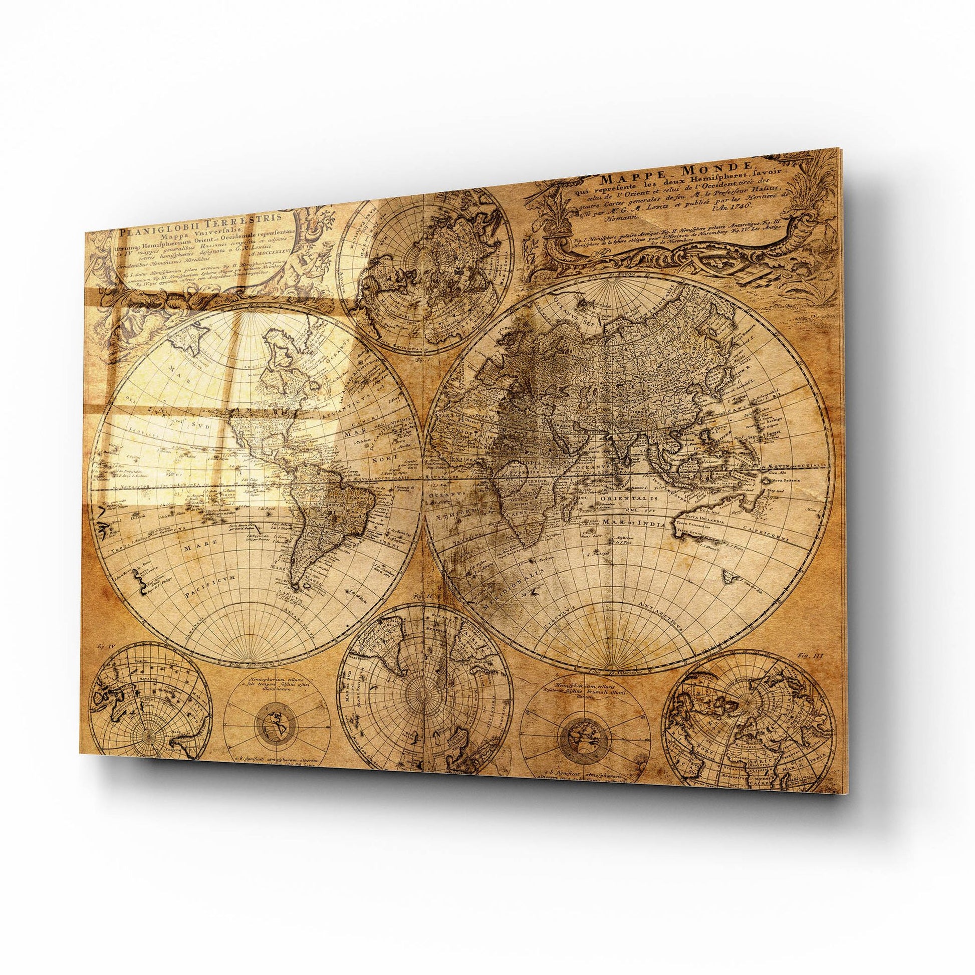 Epic Art 'Vintage Map' by Graphinc, Acrylic Glass Wall Art,16x12