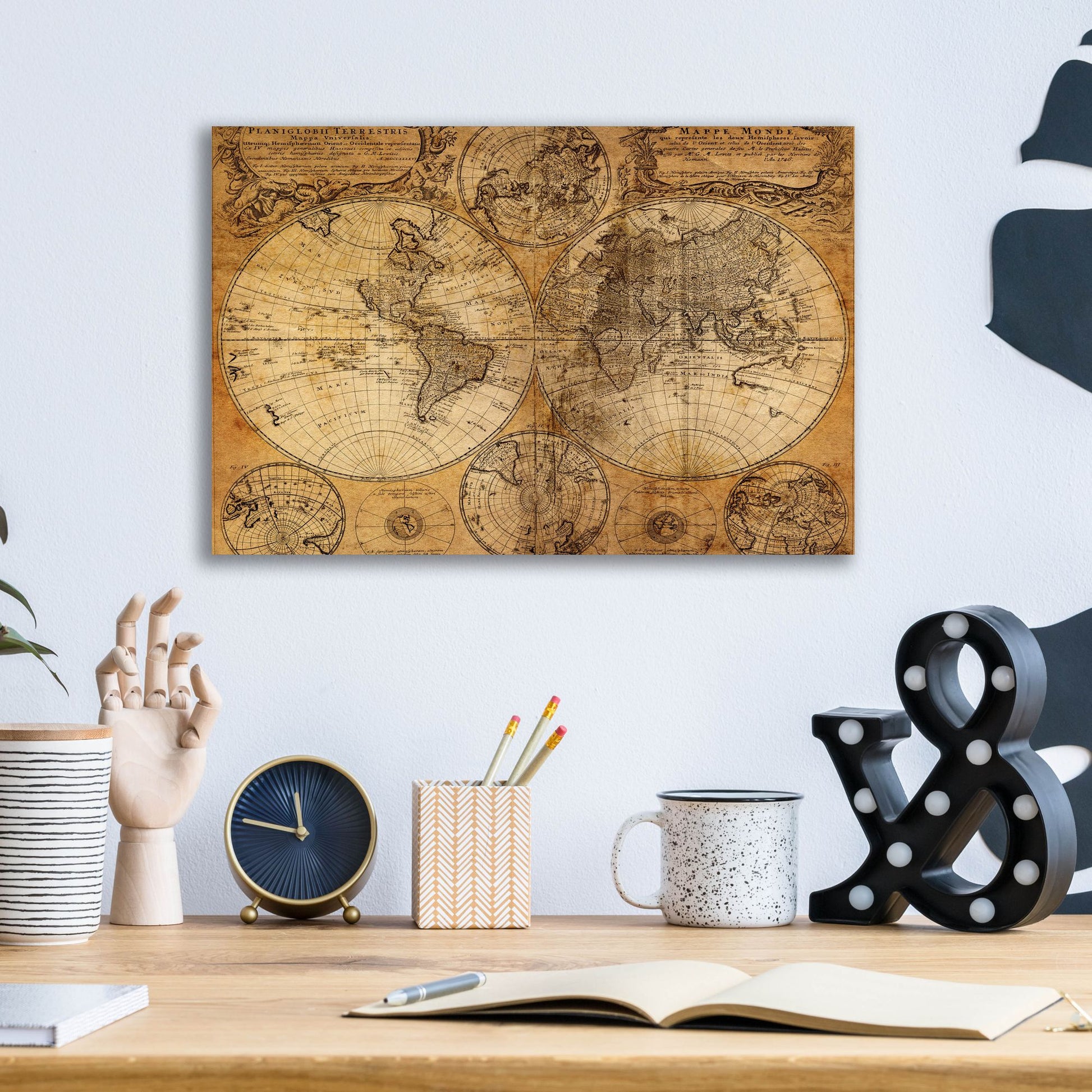 Epic Art 'Vintage Map' by Graphinc, Acrylic Glass Wall Art,16x12