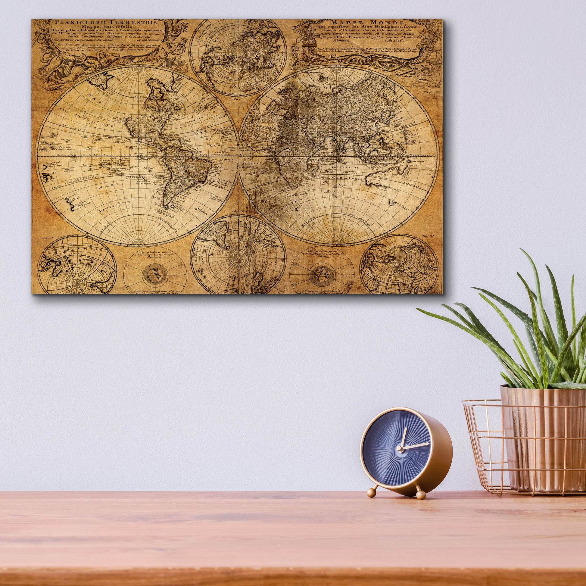 Epic Art 'Vintage Map' by Graphinc, Acrylic Glass Wall Art,16x12