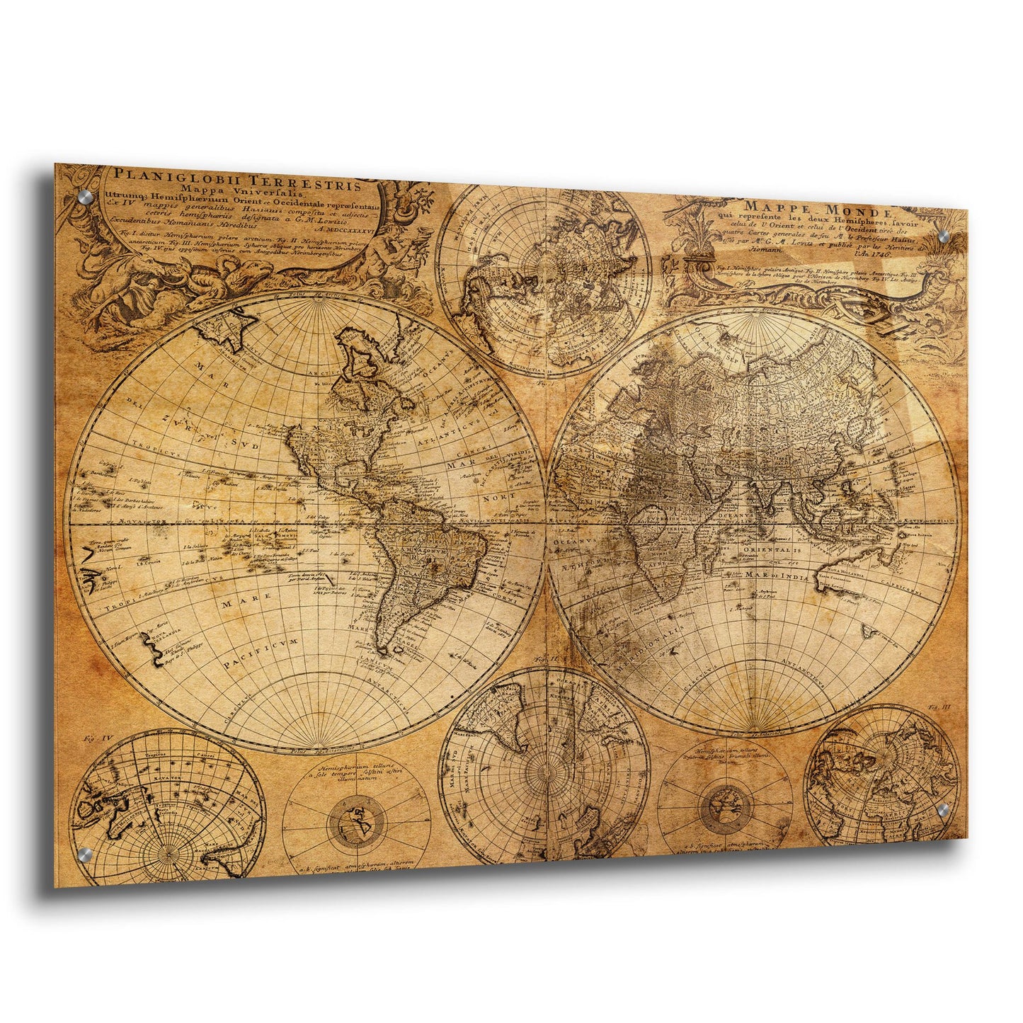 Epic Art 'Vintage Map' by Graphinc, Acrylic Glass Wall Art,36x24