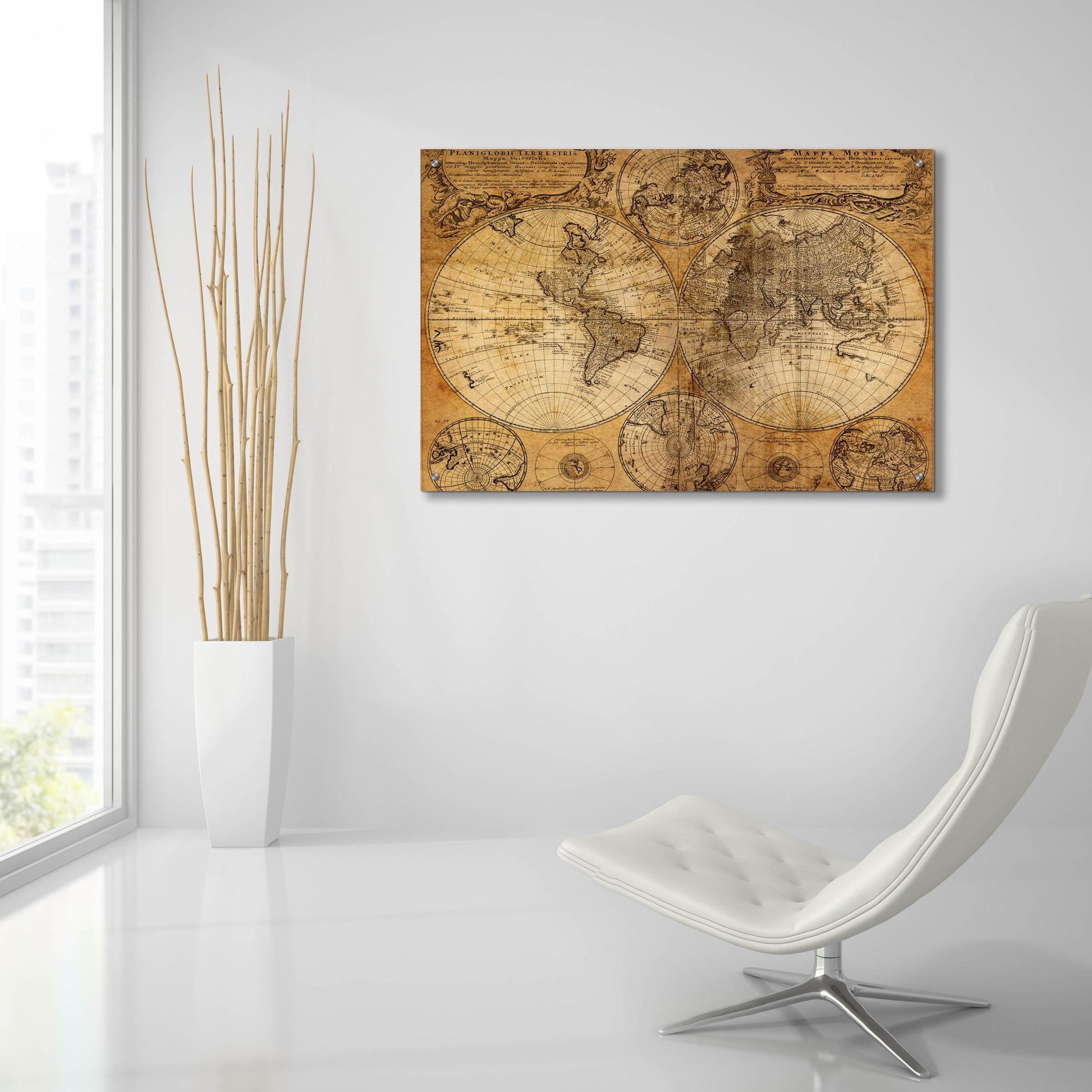 Epic Art 'Vintage Map' by Graphinc, Acrylic Glass Wall Art,36x24