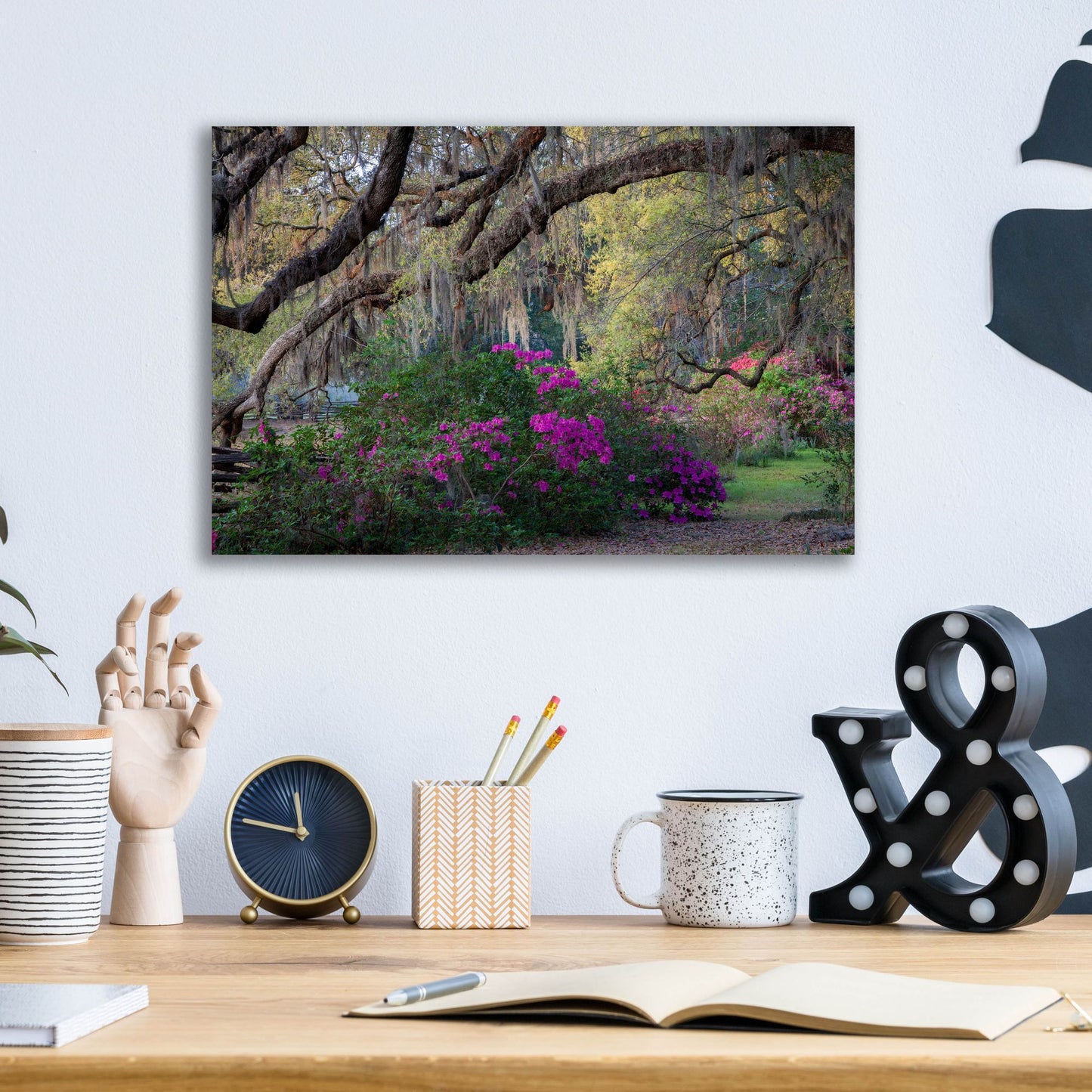 Epic Art 'Oaks And Azaleas' by H.J. Herrera, Acrylic Glass Wall Art,16x12