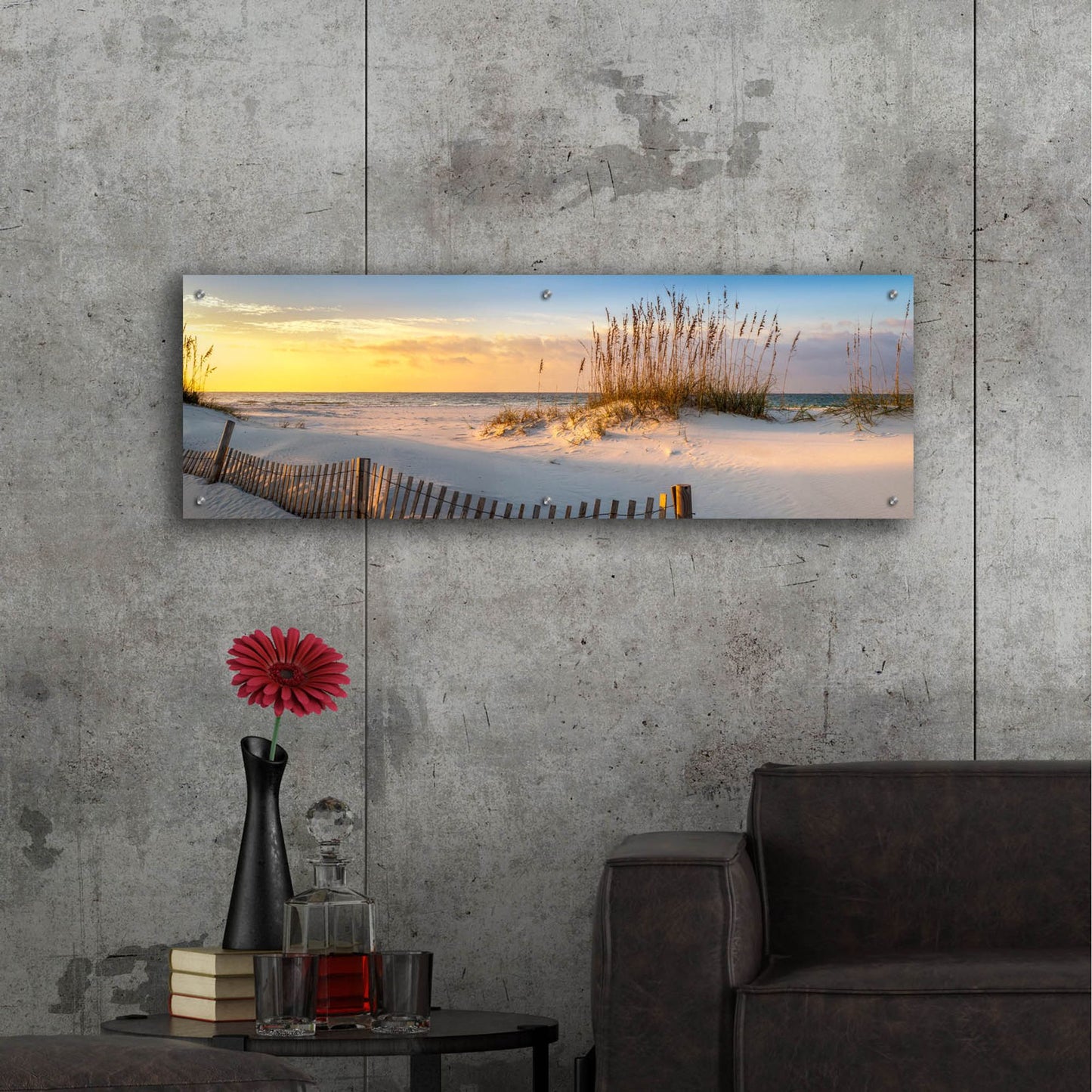 Epic Art 'Pensacola Beach Sunrise' by H.J. Herrera, Acrylic Glass Wall Art,48x16