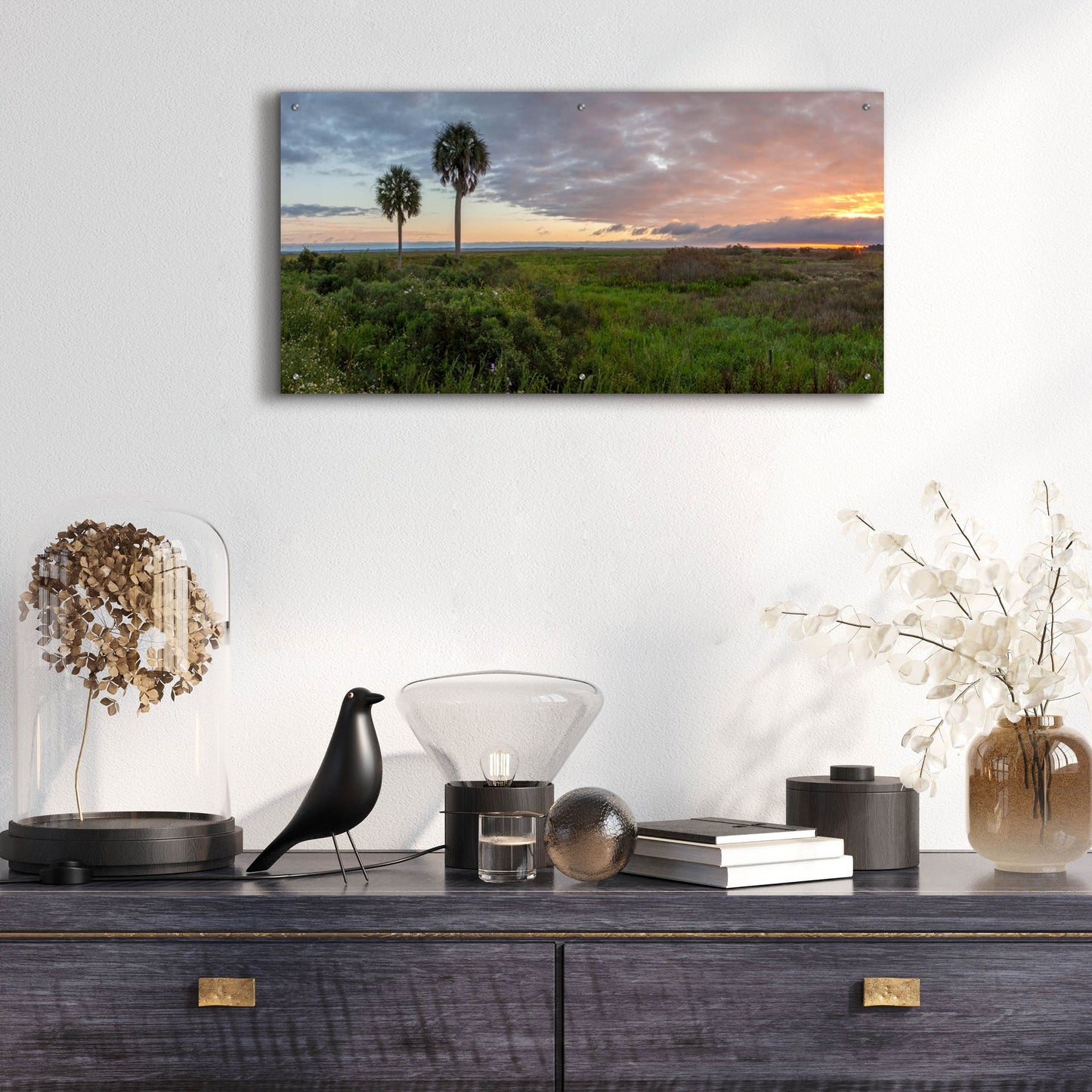 Epic Art 'Prairie Sunrise' by H.J. Herrera, Acrylic Glass Wall Art,48x24