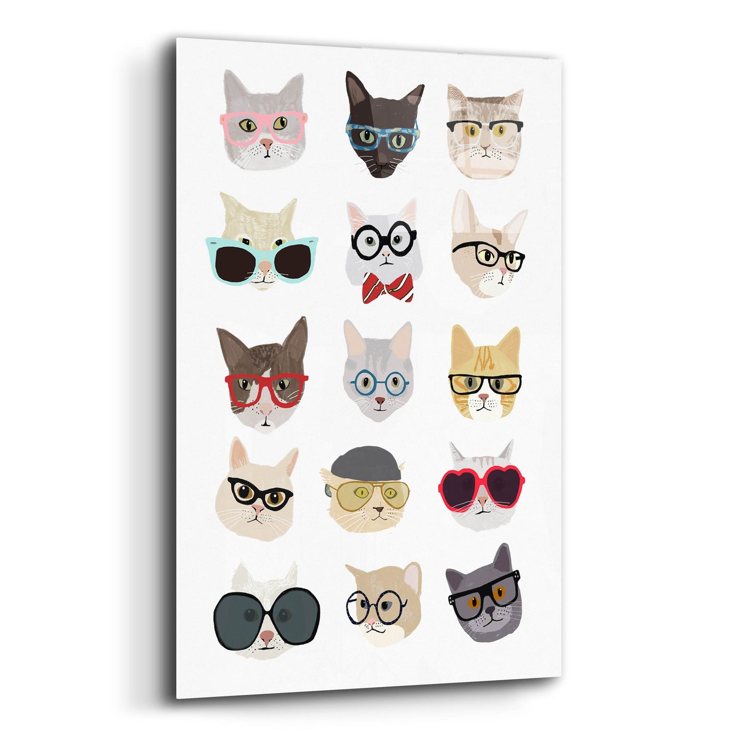 Epic Art 'Cats With Glasses' by Hanna Melin, Acrylic Glass Wall Art,12x16