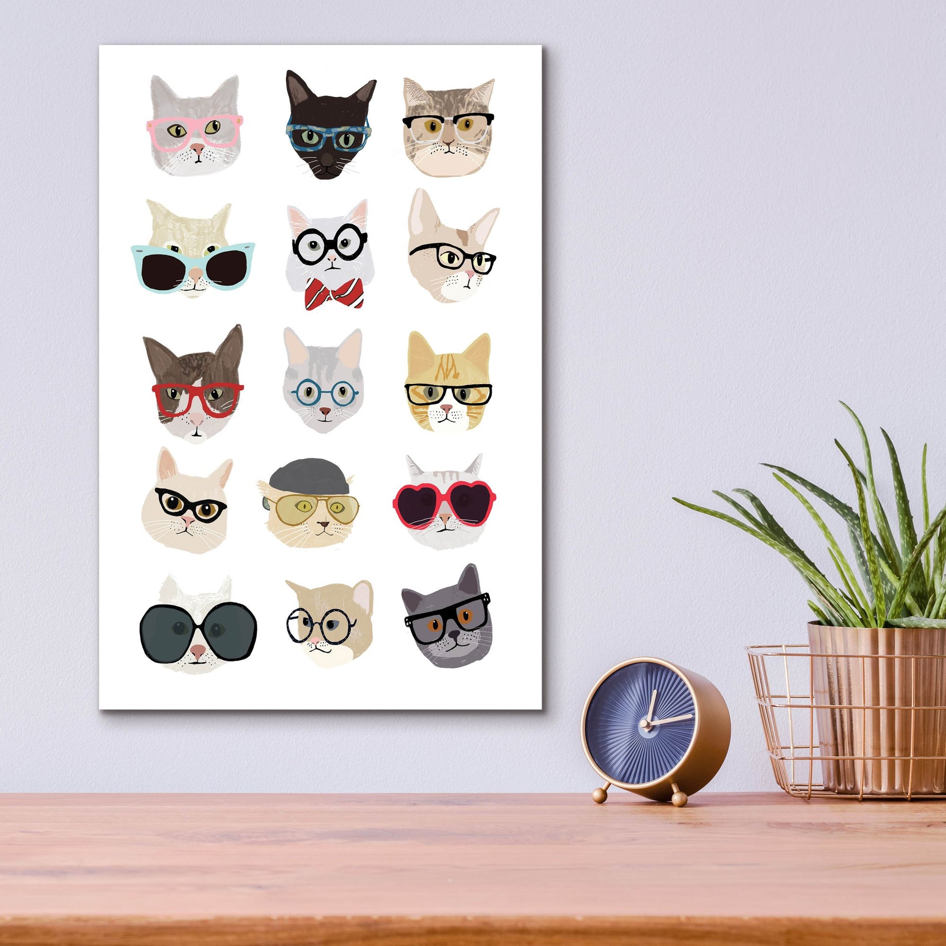 Epic Art 'Cats With Glasses' by Hanna Melin, Acrylic Glass Wall Art,12x16