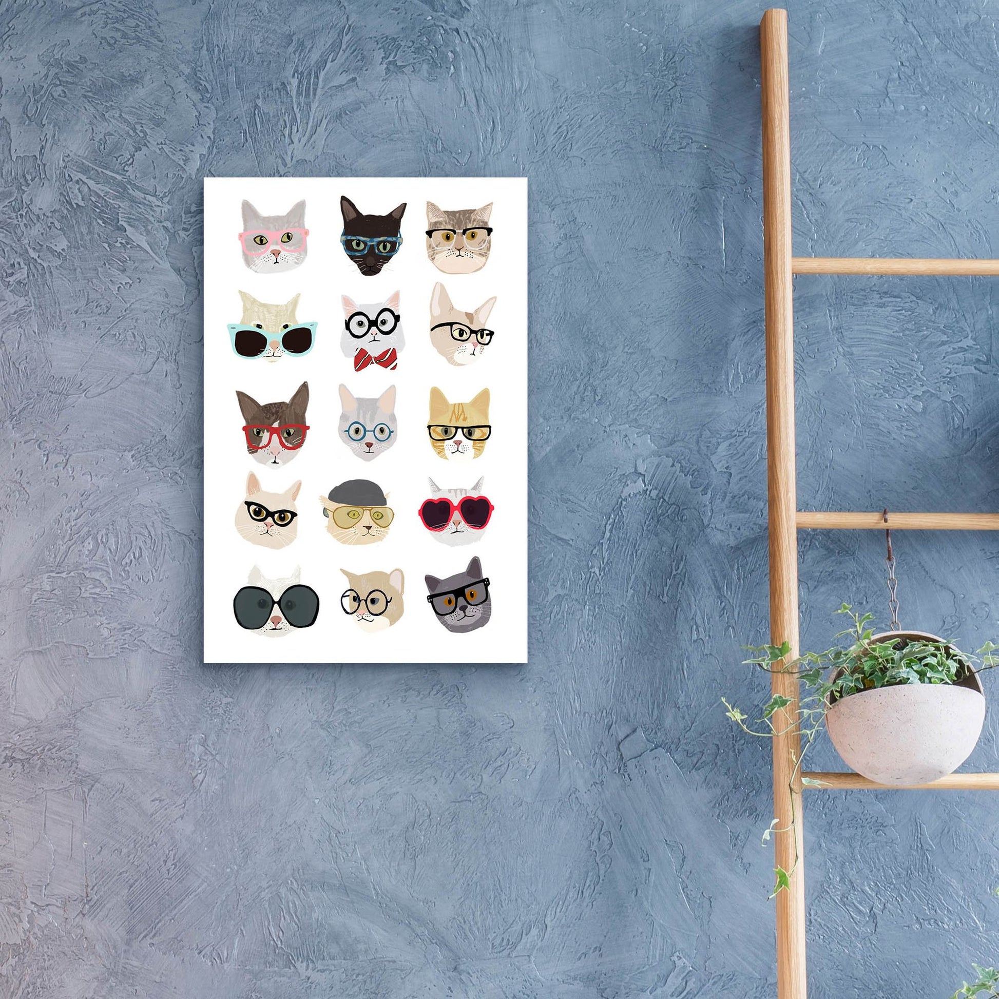 Epic Art 'Cats With Glasses' by Hanna Melin, Acrylic Glass Wall Art,16x24