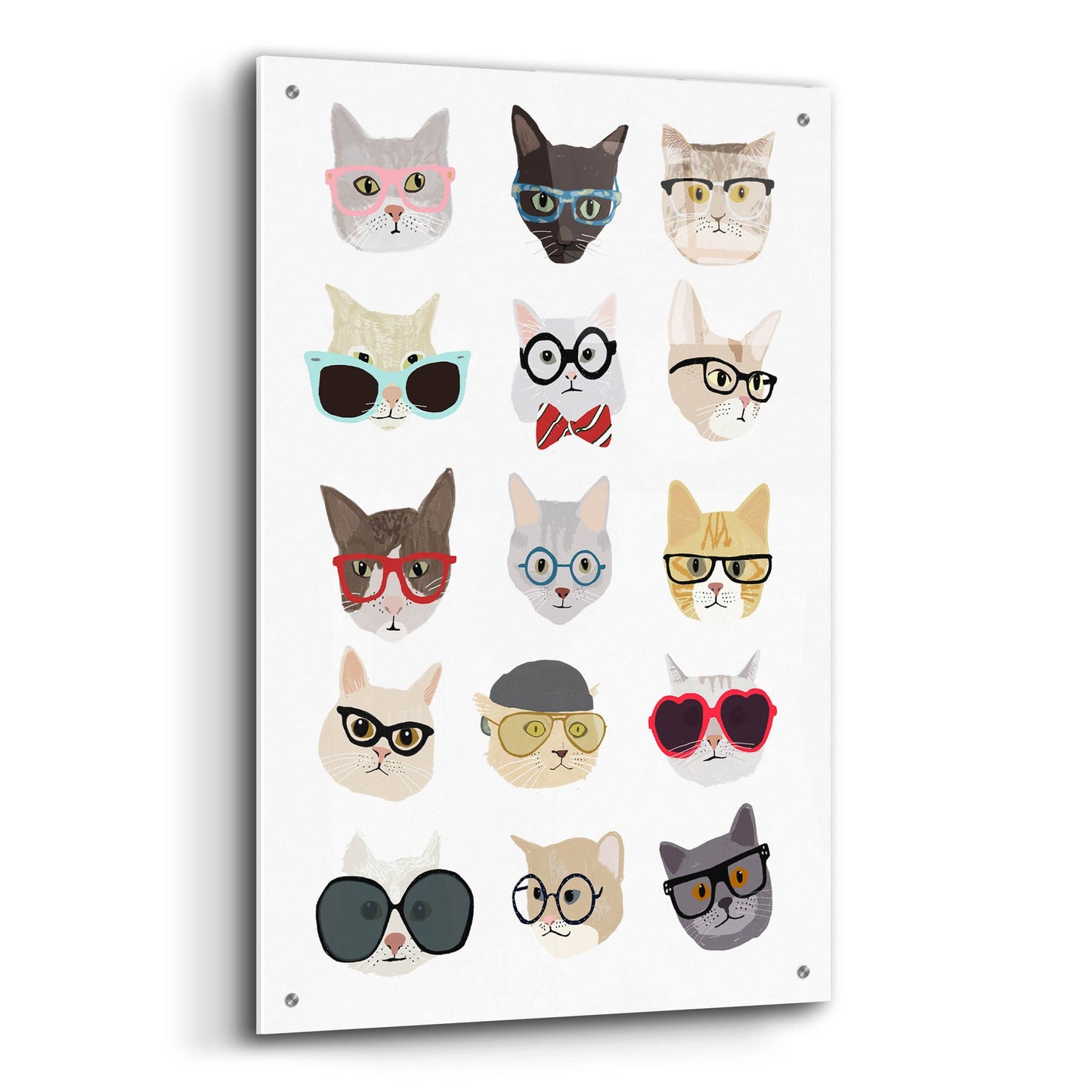 Epic Art 'Cats With Glasses' by Hanna Melin, Acrylic Glass Wall Art,24x36