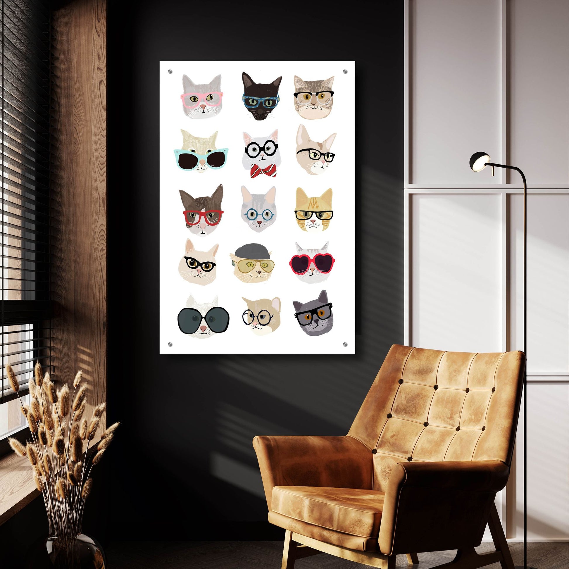 Epic Art 'Cats With Glasses' by Hanna Melin, Acrylic Glass Wall Art,24x36