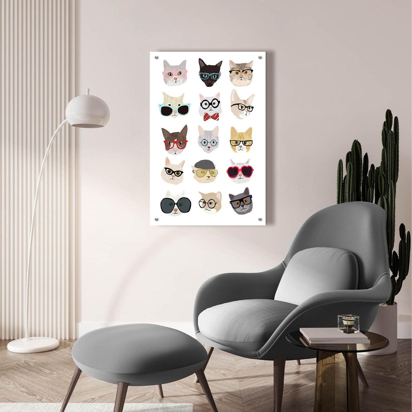 Epic Art 'Cats With Glasses' by Hanna Melin, Acrylic Glass Wall Art,24x36