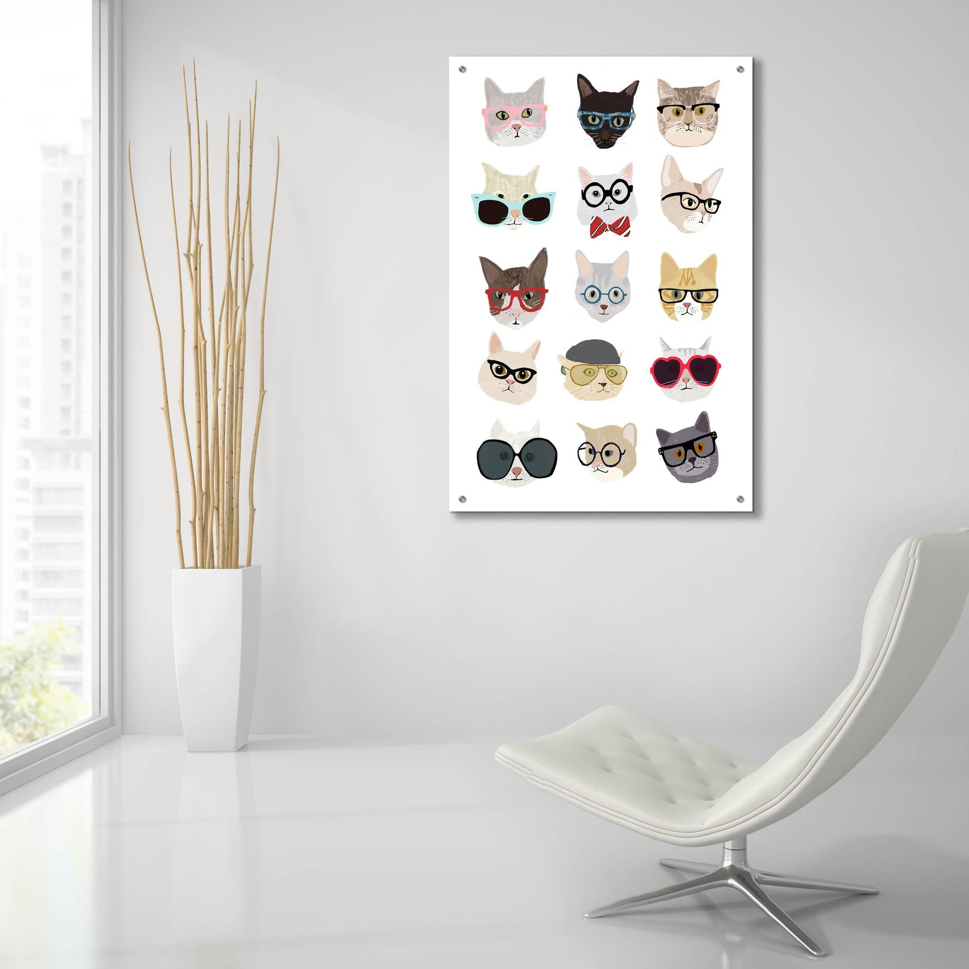 Epic Art 'Cats With Glasses' by Hanna Melin, Acrylic Glass Wall Art,24x36