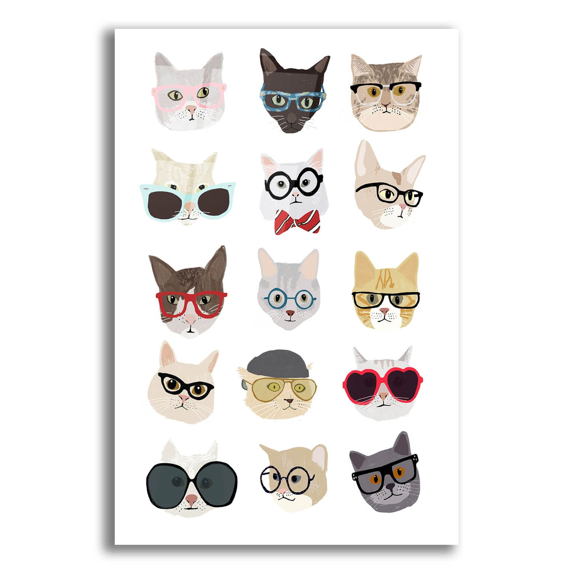 Epic Art 'Cats With Glasses' by Hanna Melin, Acrylic Glass Wall Art