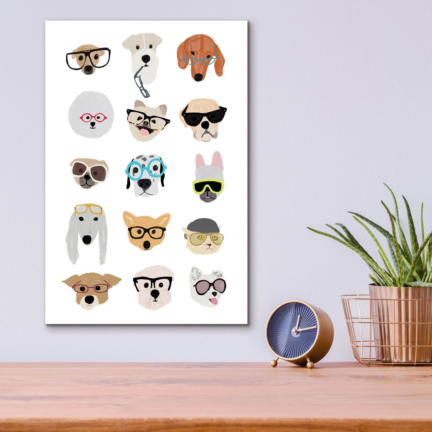 Epic Art 'Dogs With Glasses' by Hanna Melin, Acrylic Glass Wall Art,12x16