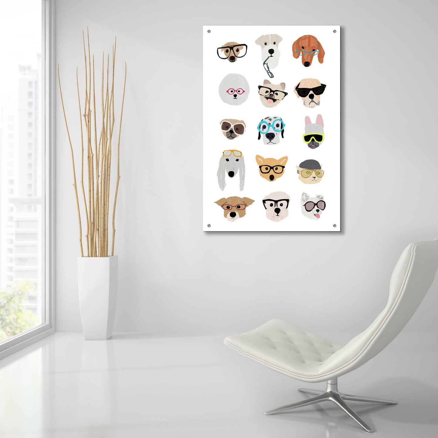 Epic Art 'Dogs With Glasses' by Hanna Melin, Acrylic Glass Wall Art,24x36