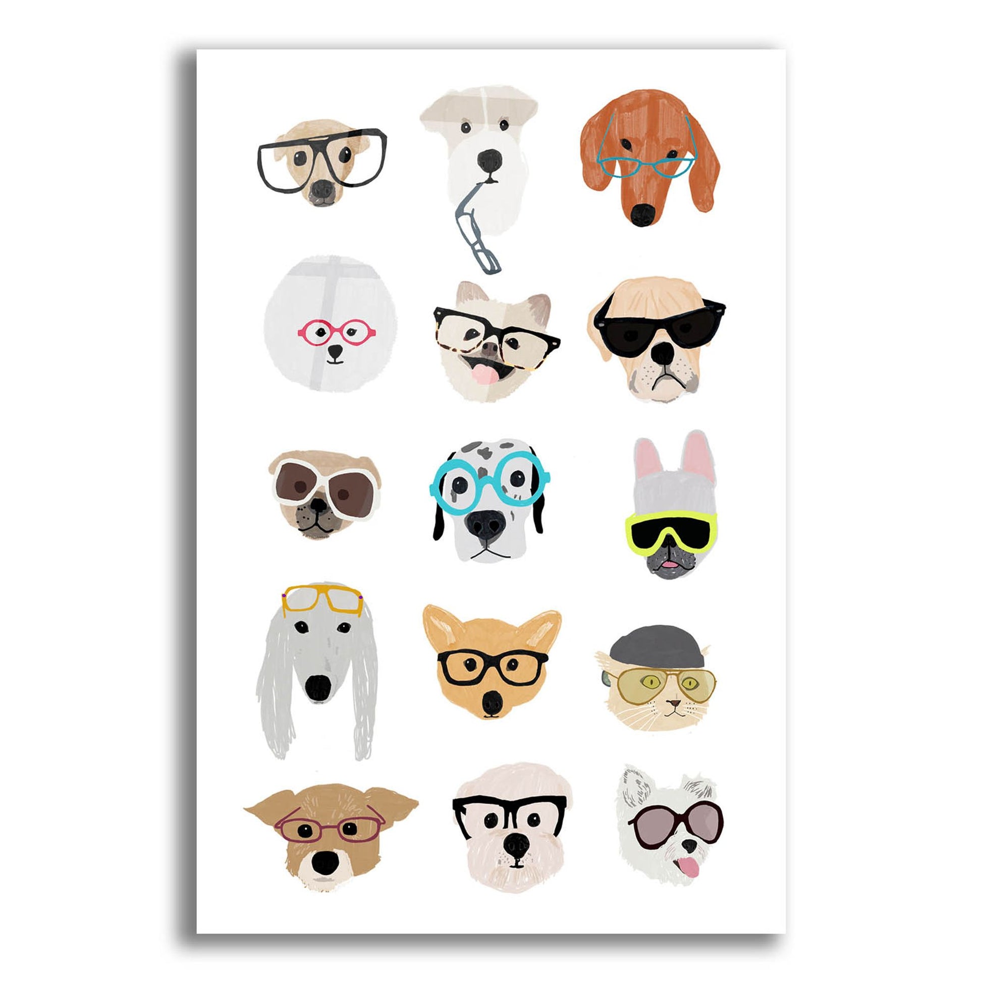 Epic Art 'Dogs With Glasses' by Hanna Melin, Acrylic Glass Wall Art