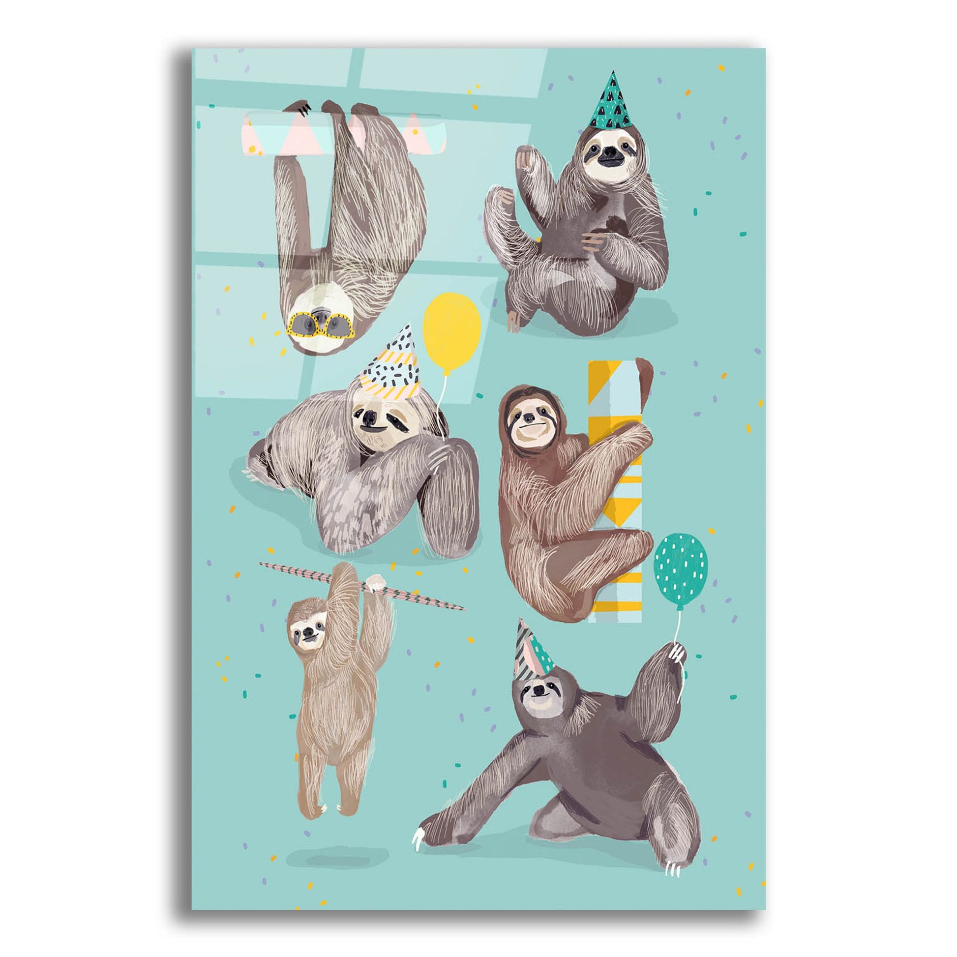 Epic Art 'Party With Sloths' by Hanna Melin, Acrylic Glass Wall Art