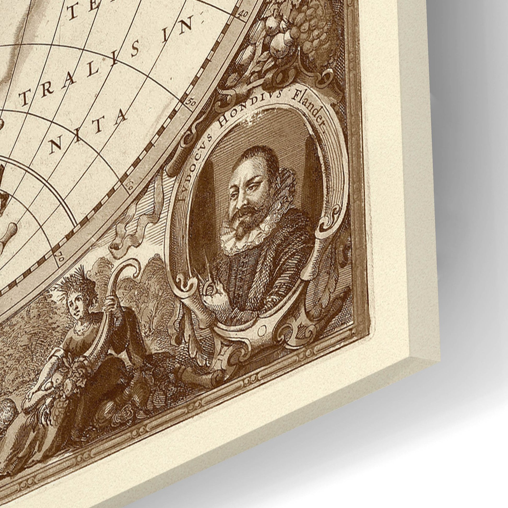 Epic Art 'Nova Totius Terrarum Orbis Tabula (Sepia)' by Hines, Acrylic Glass Wall Art,16x12