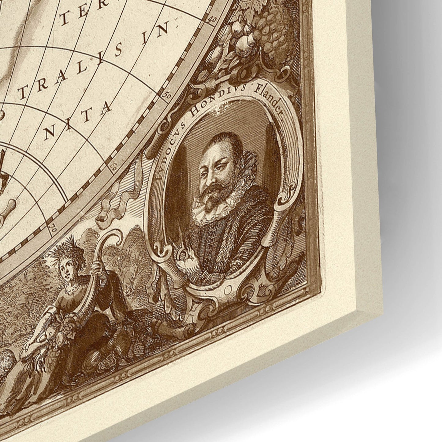 Epic Art 'Nova Totius Terrarum Orbis Tabula (Sepia)' by Hines, Acrylic Glass Wall Art,24x16