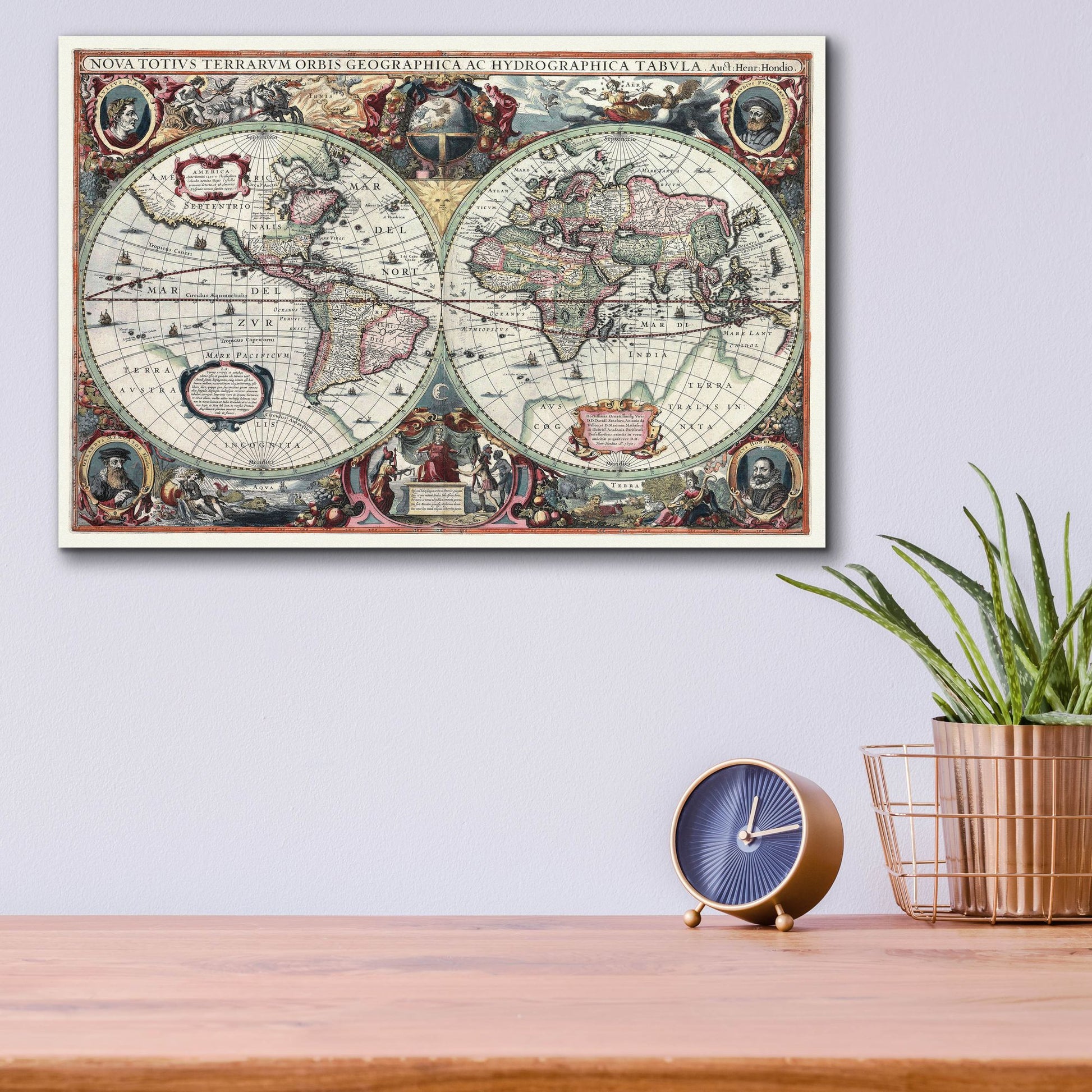 Epic Art 'Nova Totius Terrarum Orbis Tabula' by Hines, Acrylic Glass Wall Art,16x12