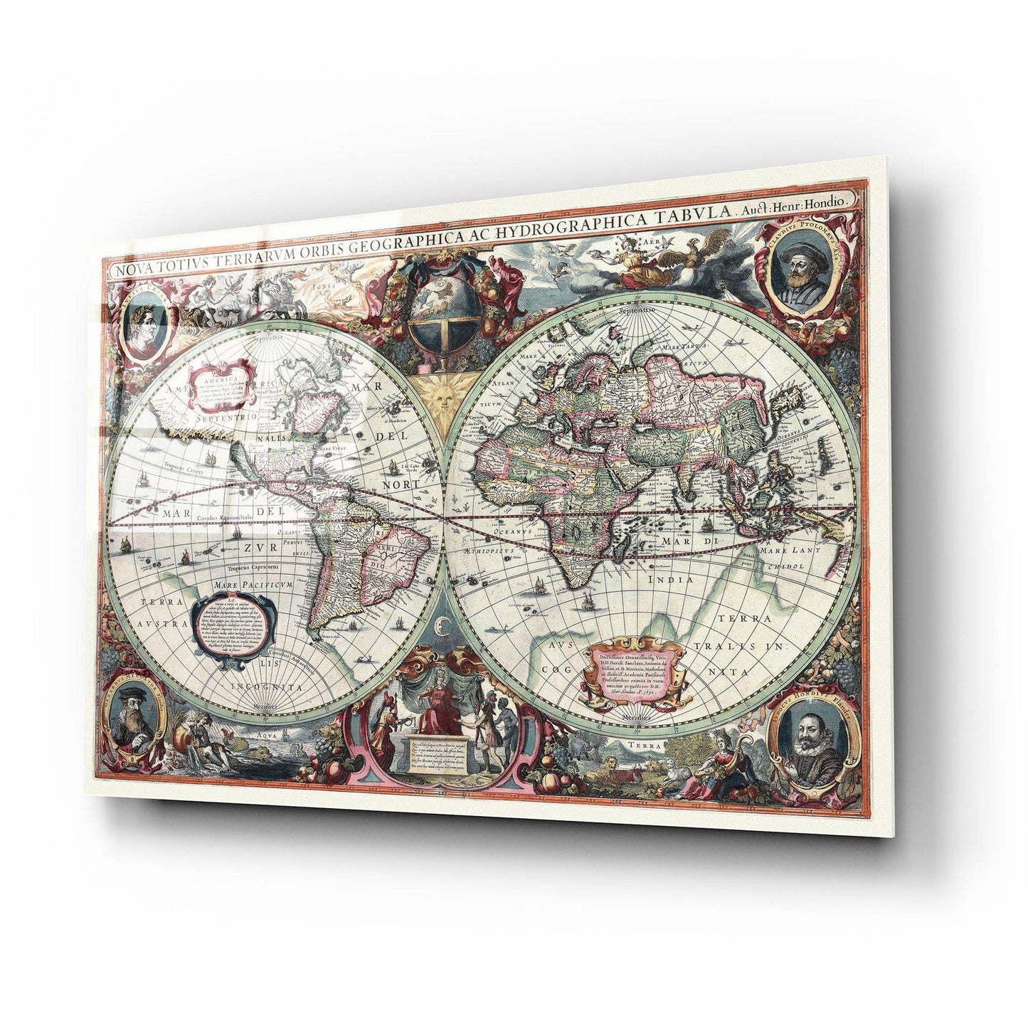 Epic Art 'Nova Totius Terrarum Orbis Tabula' by Hines, Acrylic Glass Wall Art,24x16